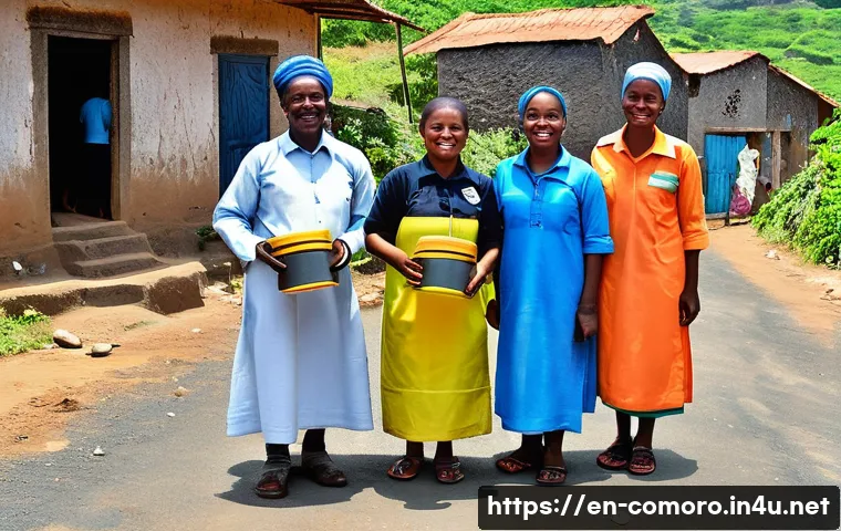 코모로 소방 안전 관리 - **Prompt: Comorian Community Fire Drill**
"A vibrant and bustling scene in a traditional Comoria...